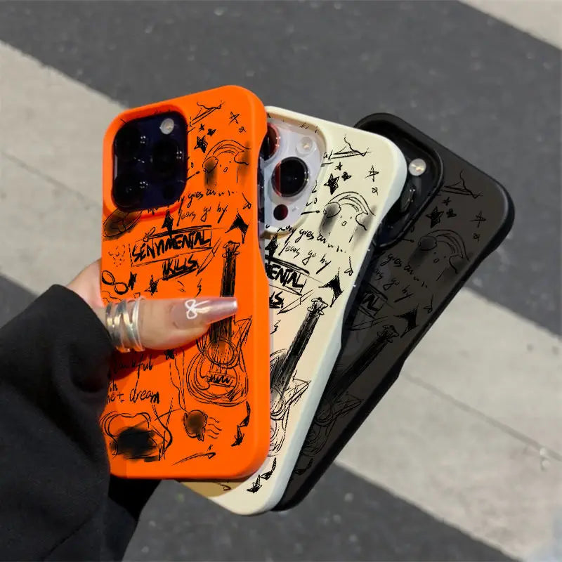 Black Guitar for Iphone 16 Pro Max Phone Case Borderless 15 Pro 14 13 12 anti Drop 11 XS Silicone Shockproof TPU Soft Cover