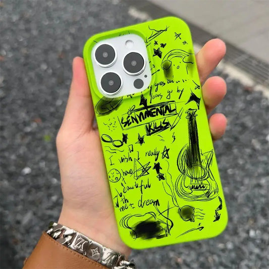 Black Guitar for Iphone 16 Pro Max Phone Case Borderless 15 Pro 14 13 12 anti Drop 11 XS Silicone Shockproof TPU Soft Cover